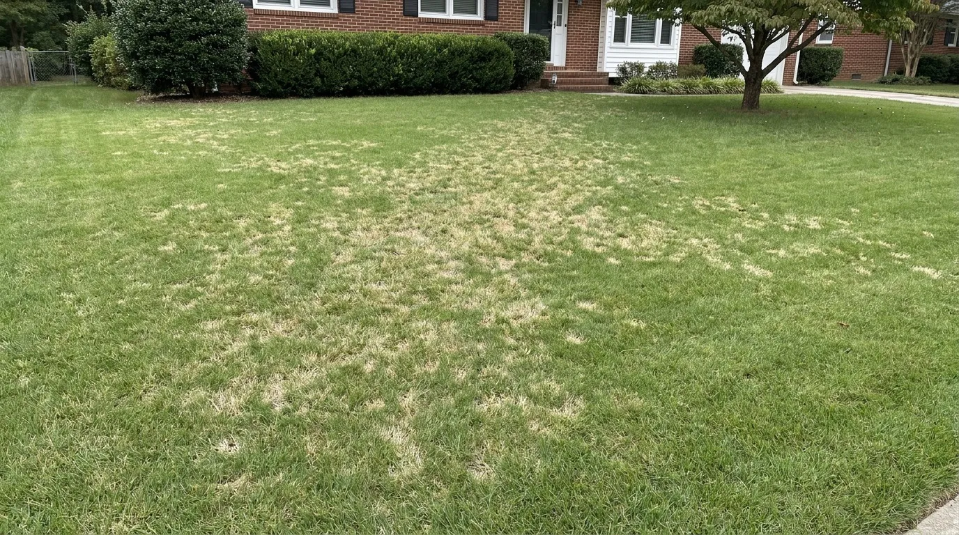 Dollar spot lawn disease causing small circular patches of damaged grass